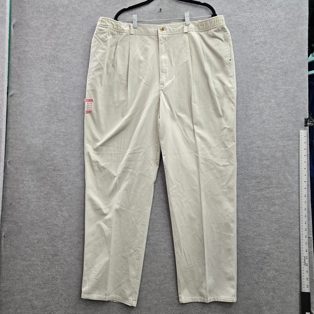 VINTAGE Bugle Boy Company Men Pants 42W X 30L Beige Chino Baggy Skater Y2K READ